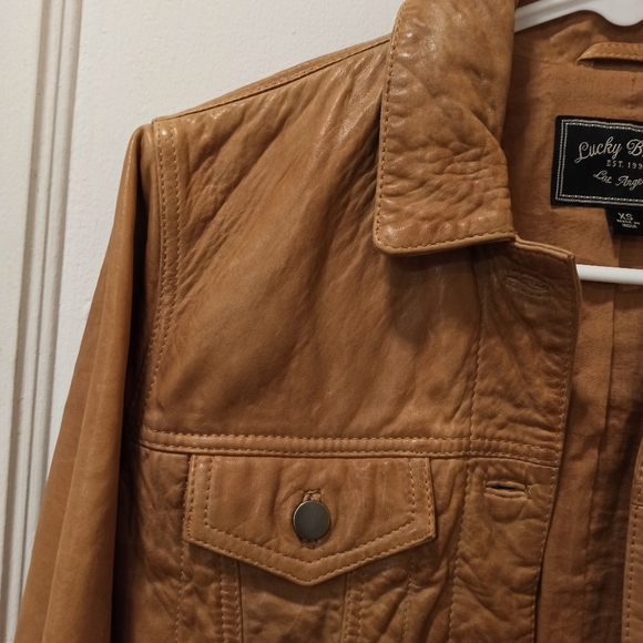 LUCKY BRAND women's Leather Trucker Jacket. SZ XS - Picture 4 of 16